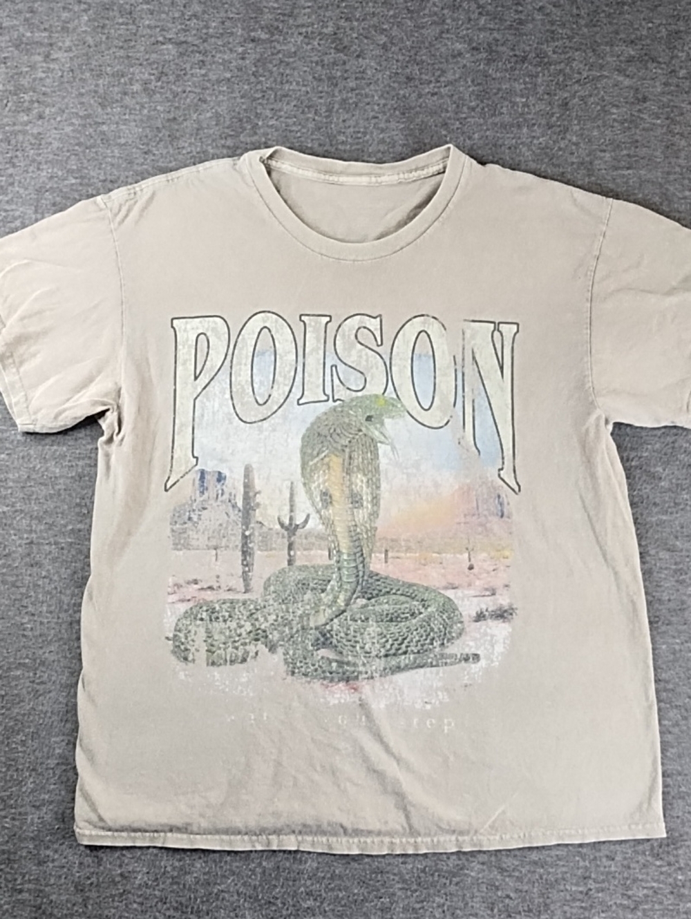 PacSun Beige Cobra 'POISON' Graphic Tee